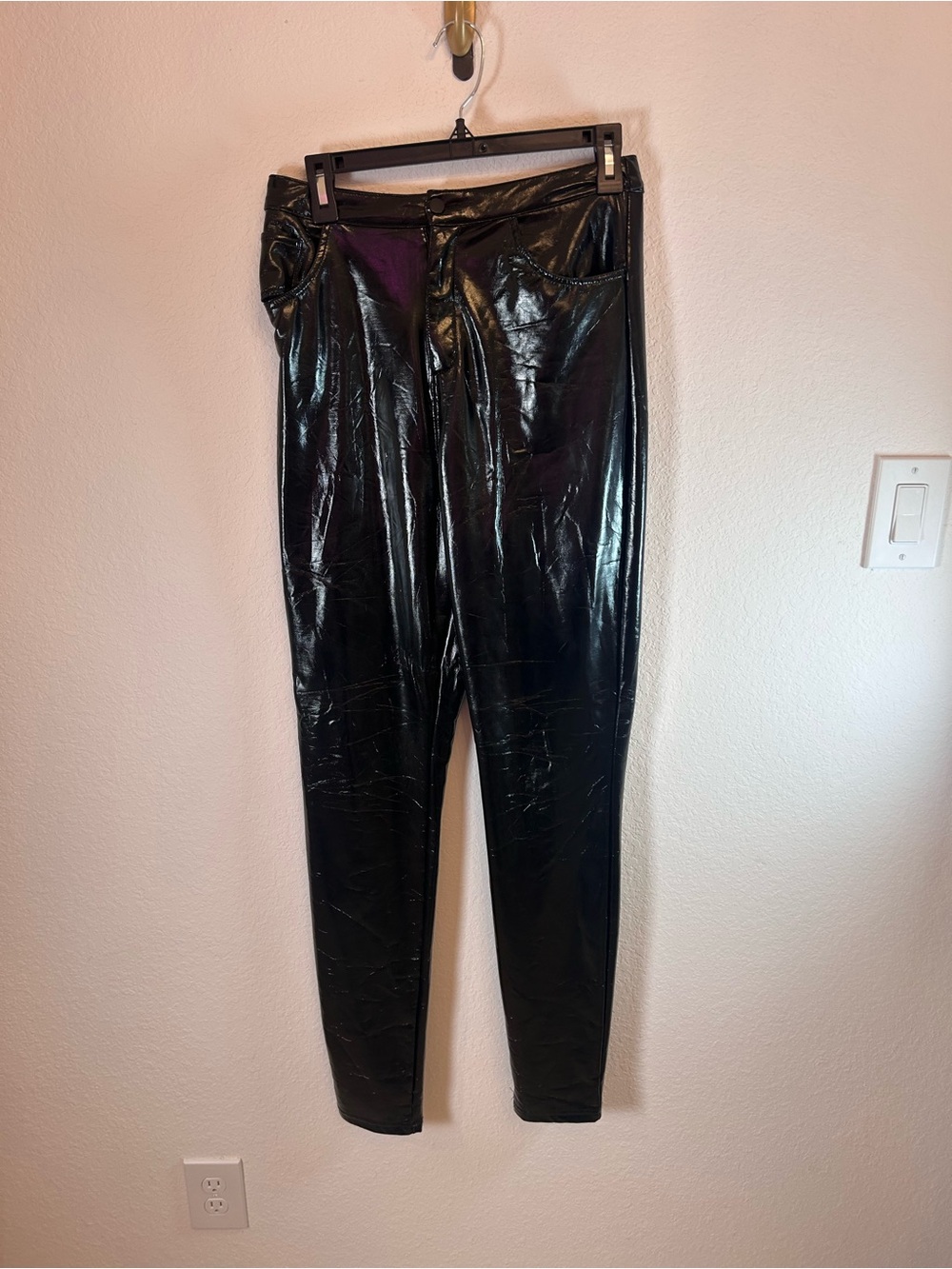 Steele Shiny Black Faux Leather pants highwaist grunge whimsigoth rocker goth M